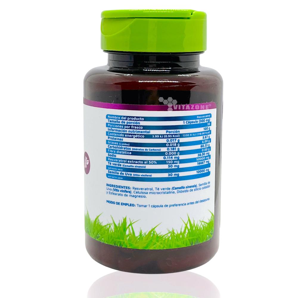 Foto 4 pulgar | Resveratrol Vidanat Té Verde Semilla de Uva 30 Cápsulas
