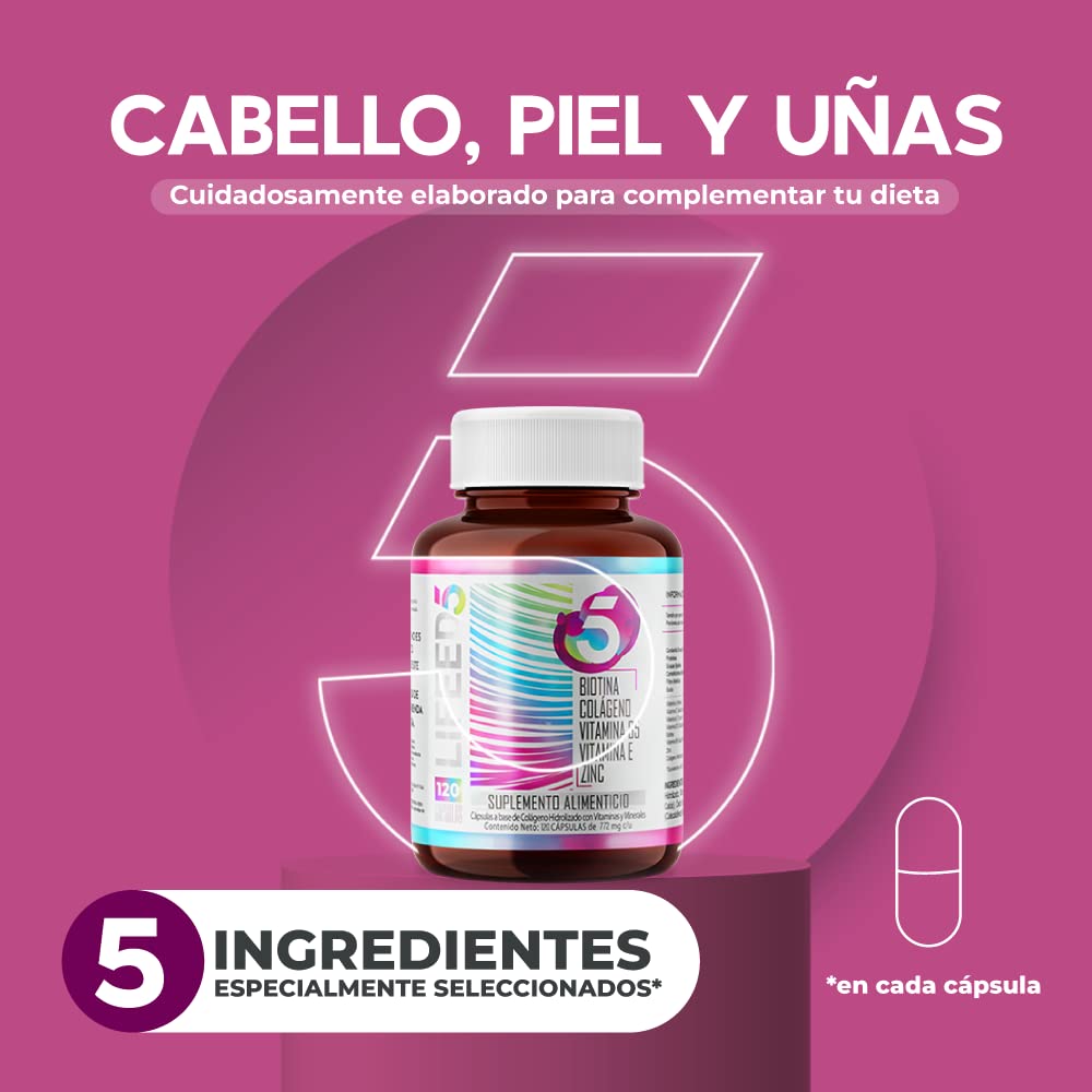 Foto 3 pulgar | Suplemento Alimenticio Lifeed5 con Colágeno 2 Piezas de 120 Cápsulas