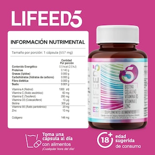 Foto 3 | Suplemento Alimenticio Lifeed5 con Colágeno 2 Piezas de 120 Cápsulas