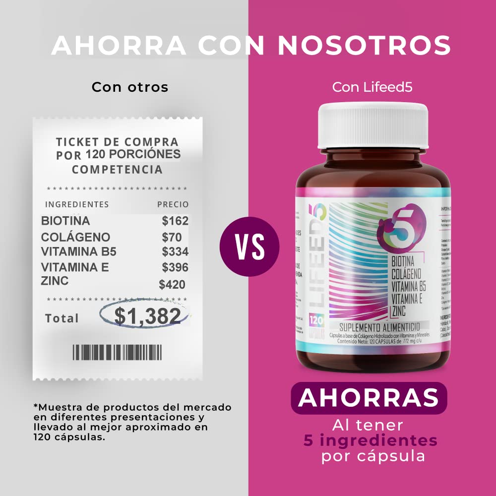 Foto 7 pulgar | Suplemento Alimenticio Lifeed5 con Colágeno 2 Piezas de 120 Cápsulas