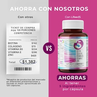Foto 6 | Suplemento Alimenticio Lifeed5 con Colágeno 2 Piezas de 120 Cápsulas