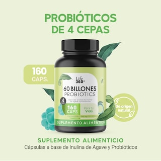 Foto 2 | Suplemento Alimenticio Life 360+ Probiotics 60 Billones de Probióticos 160 Cápsulas