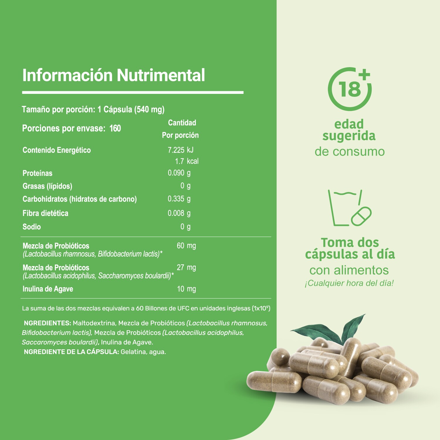 Suplemento Alimenticio Life 360+ Probiotics 60 Billones De Probióticos ...