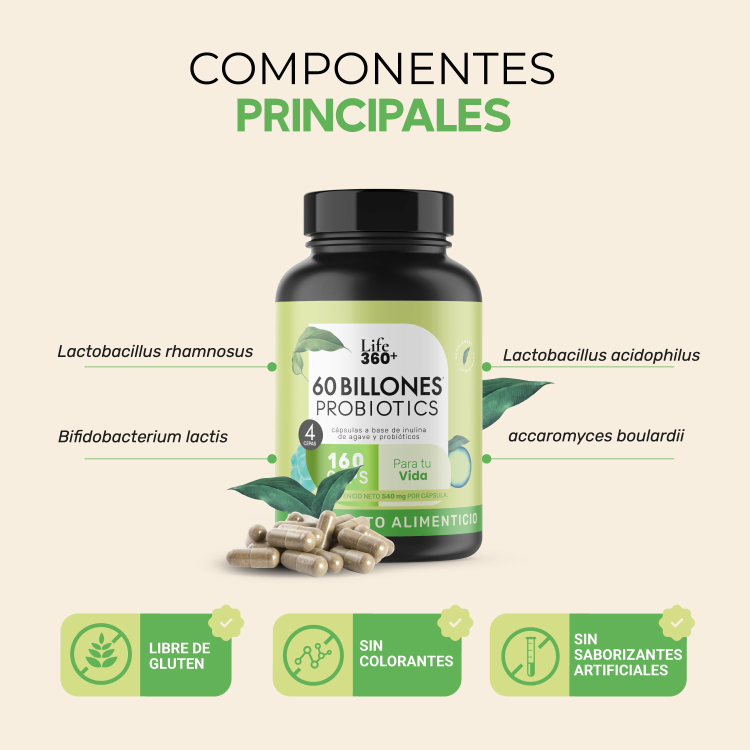 Foto 5 pulgar | Suplemento Alimenticio Life 360+ Probiotics 60 Billones de Probióticos 160 Cápsulas