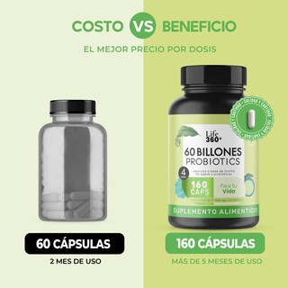 Foto 6 | Suplemento Alimenticio Life 360+ Probiotics 60 Billones de Probióticos 160 Cápsulas