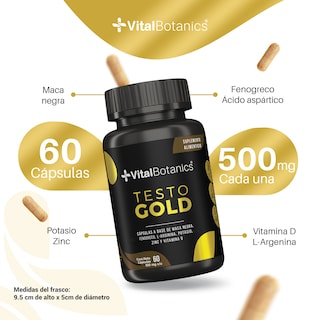 Foto 2 | Suplemento Alimenticio Vitalbotanics Testo Gold 60 Cápsulas