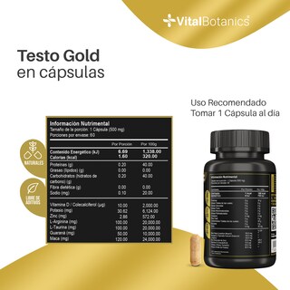 Foto 4 | Suplemento Alimenticio Vitalbotanics Testo Gold 60 Cápsulas