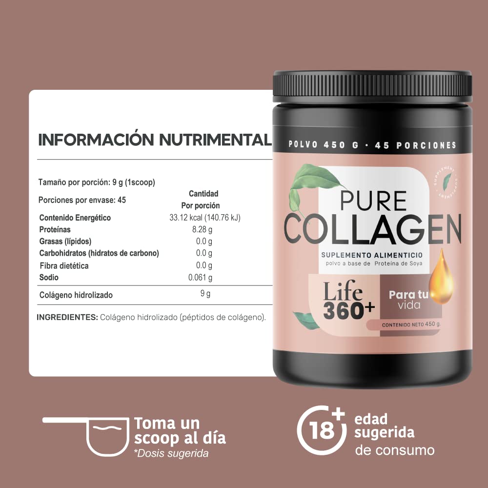 Foto 4 pulgar | Suplemento Alimenticio Life 360+ Colágeno Hidrolizado 405 g