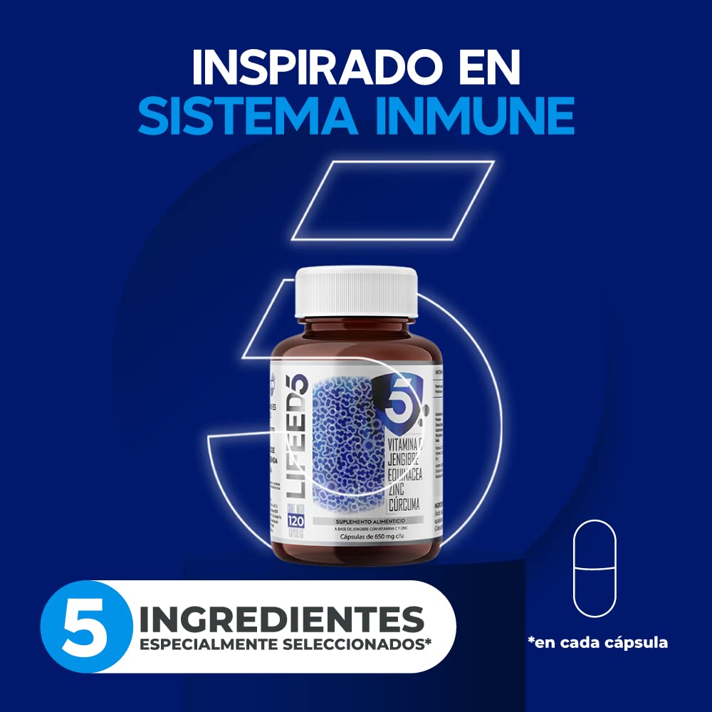 Foto 3 pulgar | Suplemento Alimenticio Immune Jengibre Lifeed5 120 Cápsulas