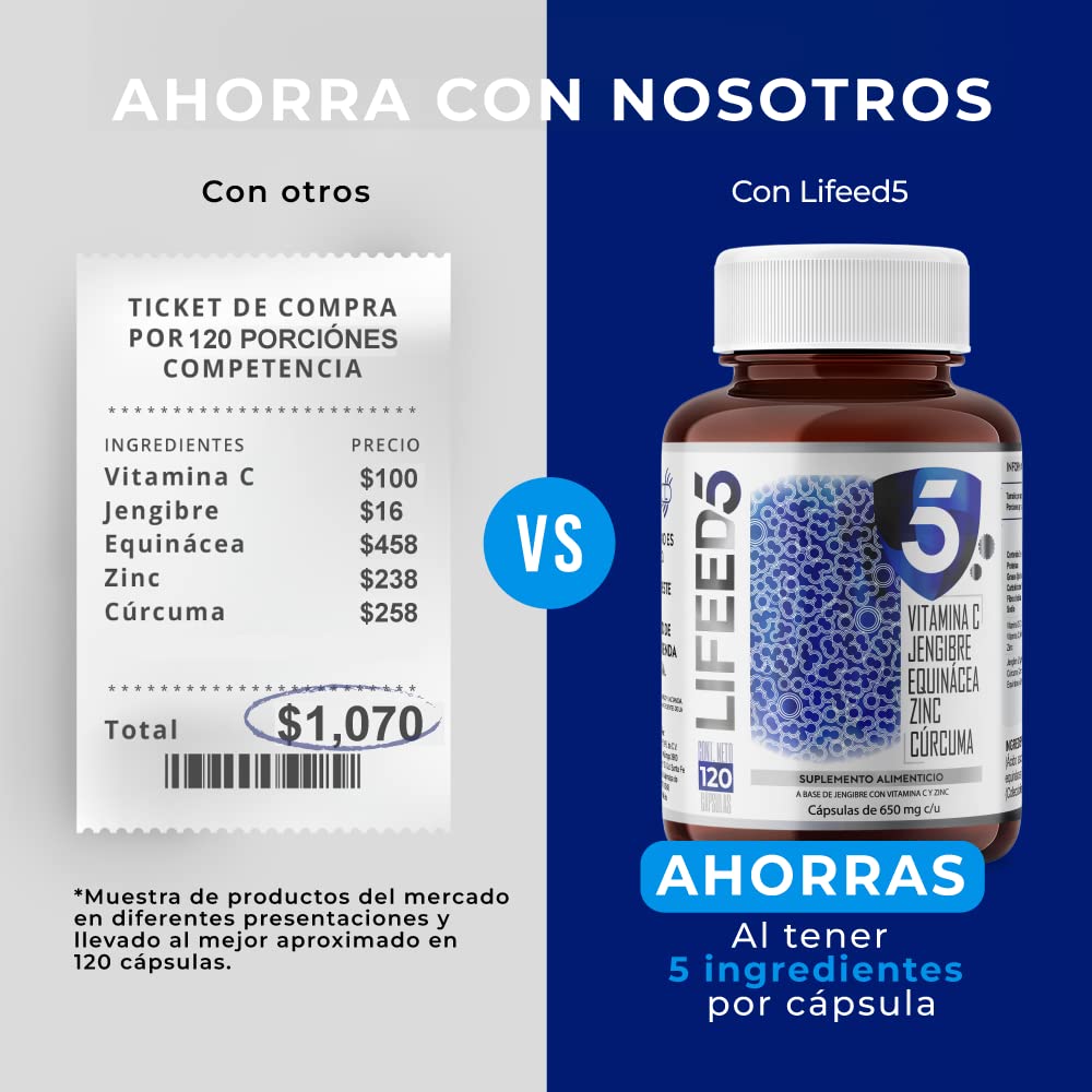 Foto 7 pulgar | Suplemento Alimenticio Immune Jengibre Lifeed5 120 Cápsulas