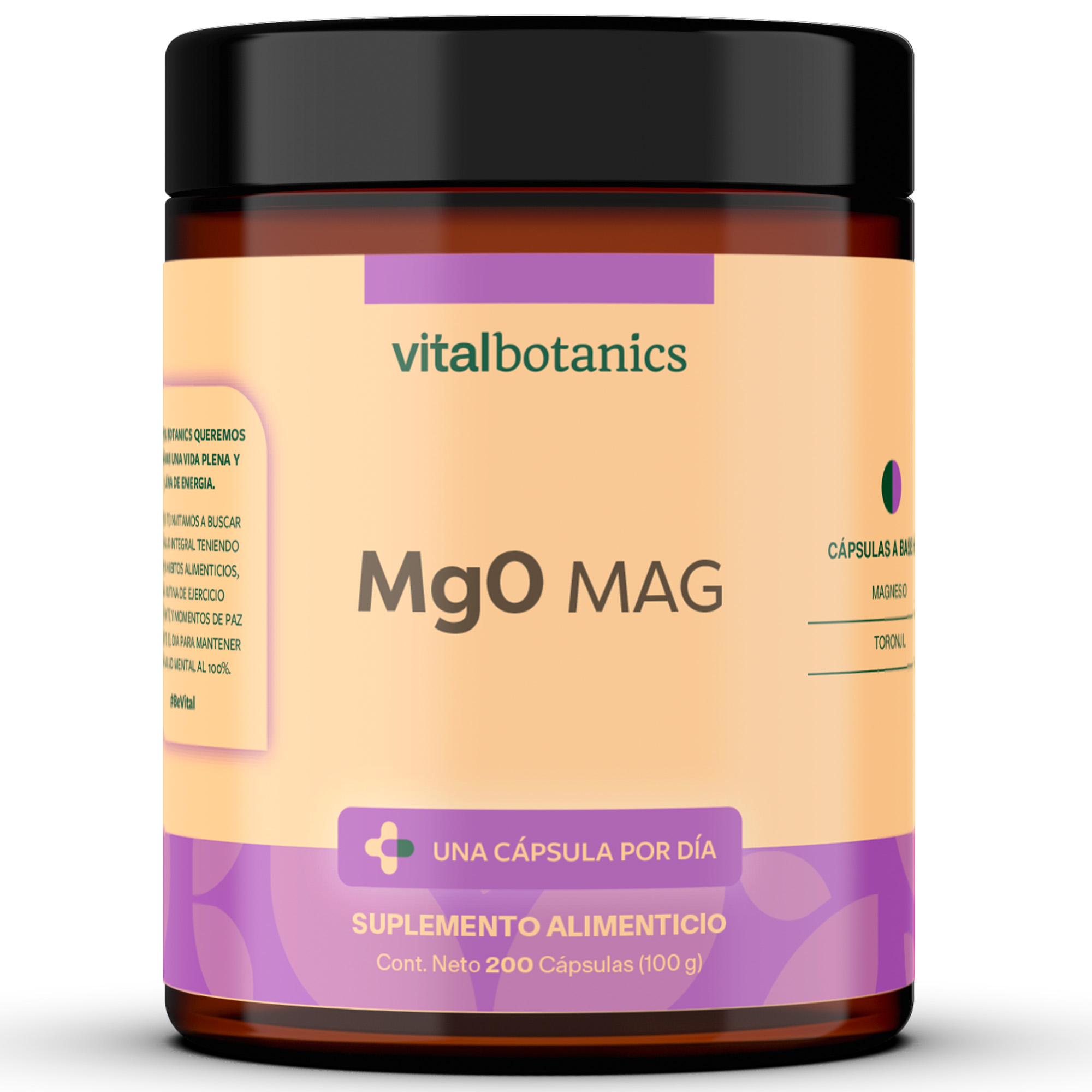 Suplemento Alimenticio Vitalbotanics Óxido de Magnesio 200 Cápsulas