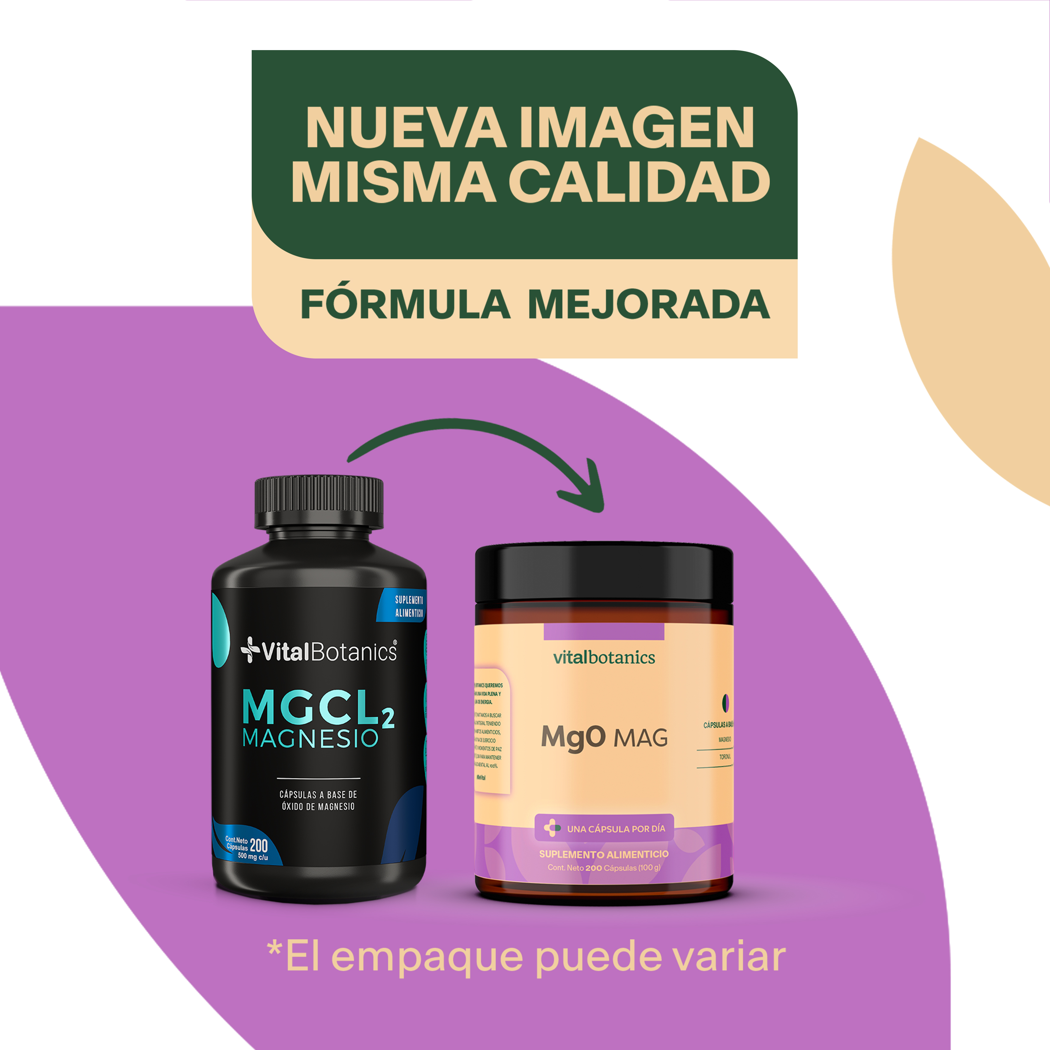Foto 3 pulgar | Suplemento Alimenticio Vitalbotanics Óxido de Magnesio 200 Cápsulas
