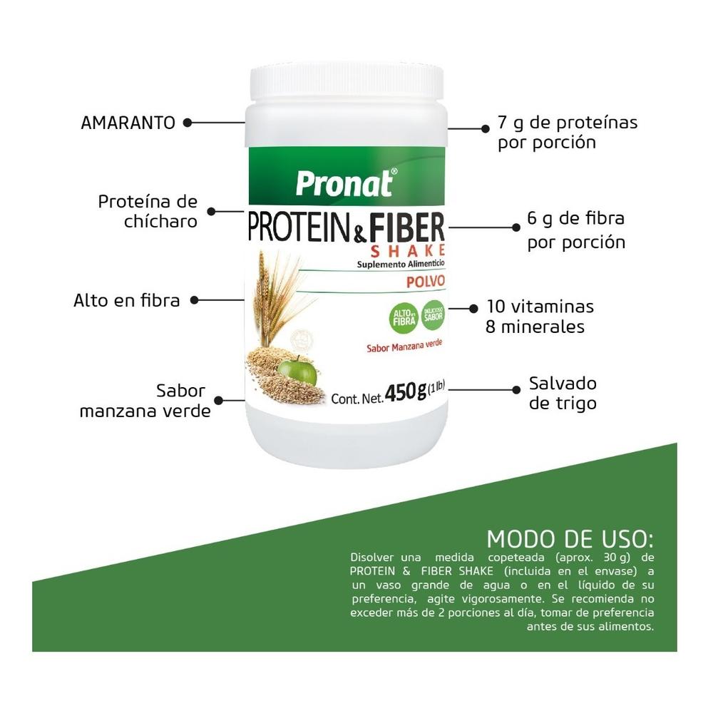 Foto 6 pulgar | Suplemento Alimenticio Pronat Protein & Fiber Manzana Verde 450 g