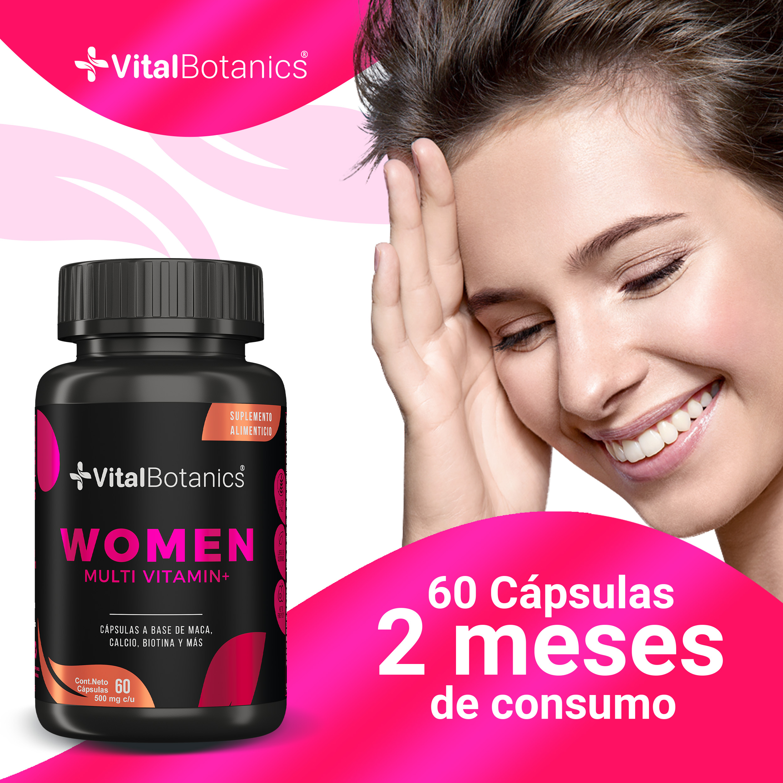 Foto 3 pulgar | Multivitamínico Vitalbotanics con Colágeno Mujer 60 Capsulas