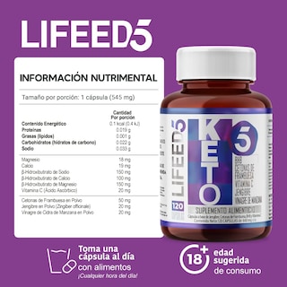 Foto 3 | Suplemento Alimenticio Lifeed5 Keto con Bhb 120 Cápsulas