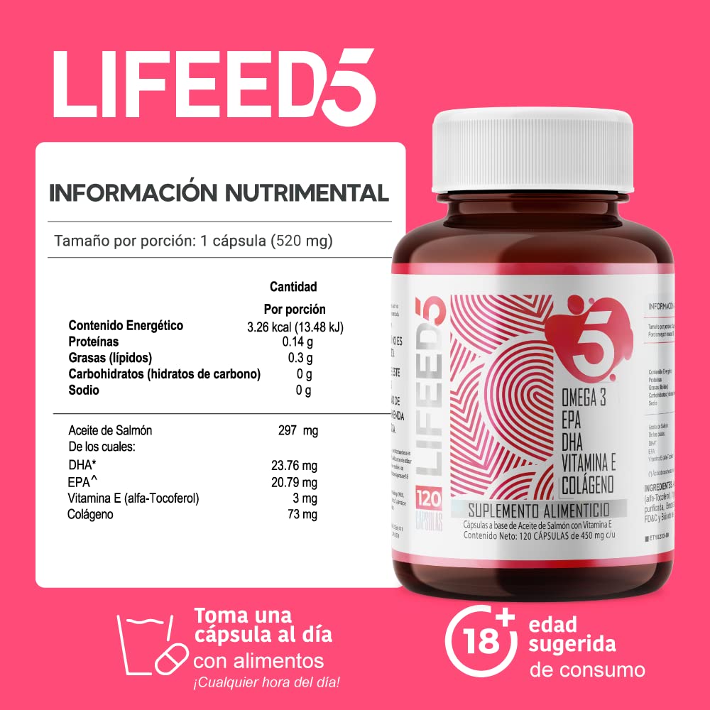 Foto 4 pulgar | Suplemento Alimenticio Lifeed5 Omega 3 120 Cápsulas