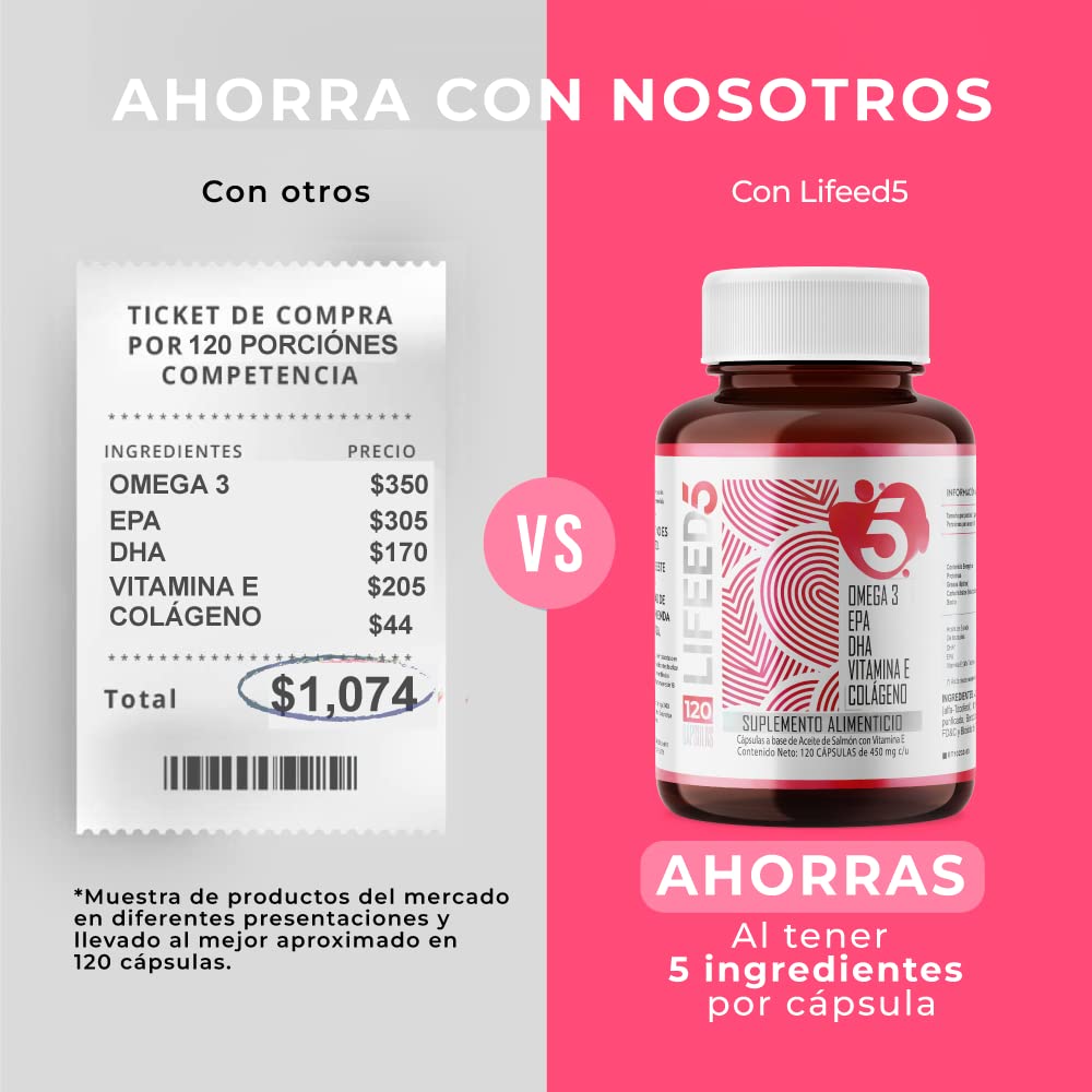 Foto 7 pulgar | Suplemento Alimenticio Lifeed5 Omega 3 120 Cápsulas