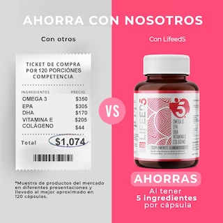 Foto 6 | Suplemento Alimenticio Lifeed5 Omega 3 120 Cápsulas