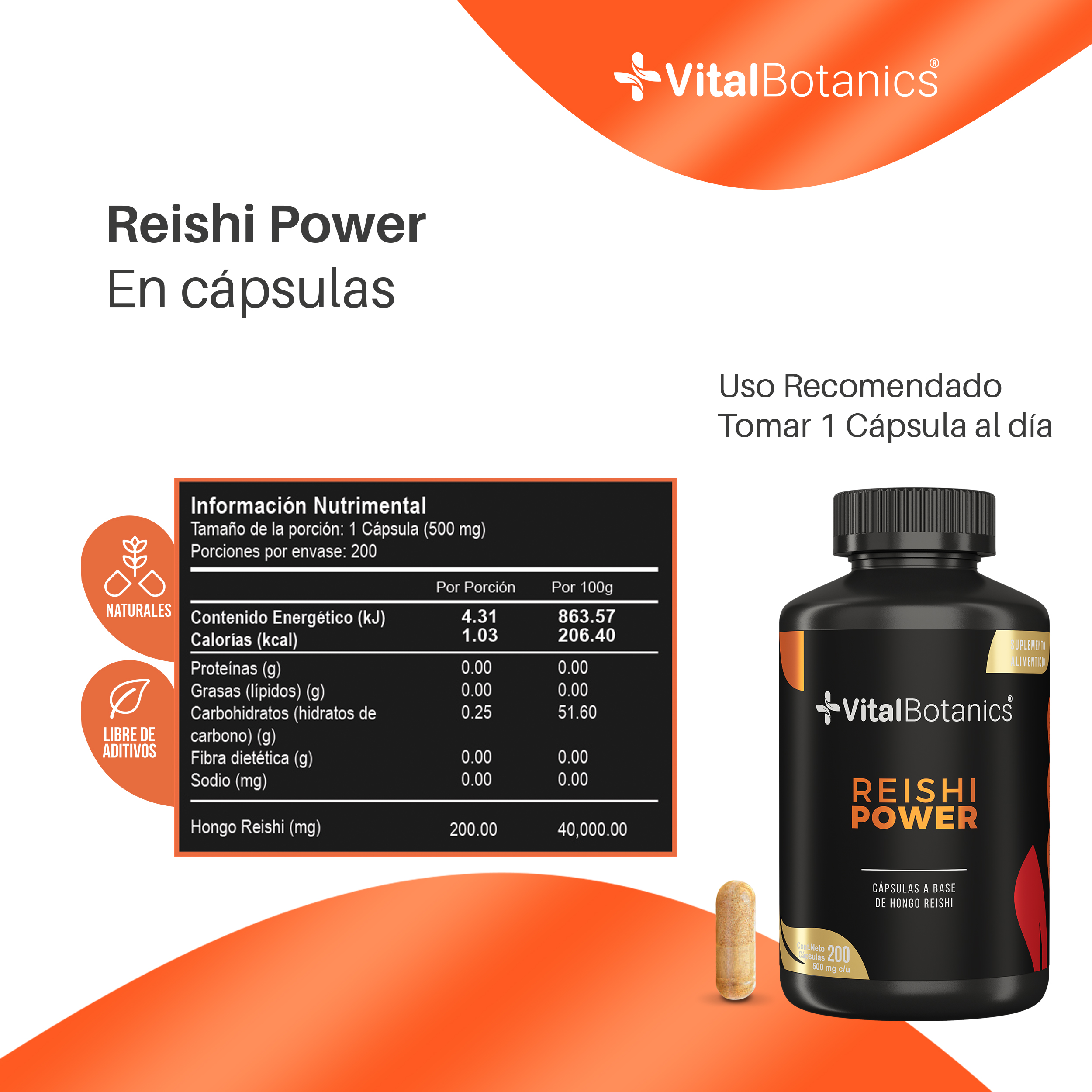 Foto 7 pulgar | Suplemento Alimenticio Vitalbotanics Reishi Power 200 Cápsulas