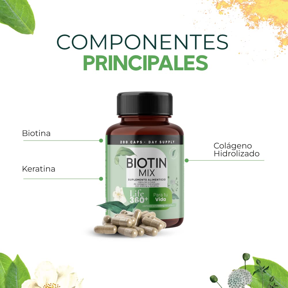 Foto 5 pulgar | Suplemento Alimenticio Life 360+ Biotin Mix Piel 200 Cápsulas
