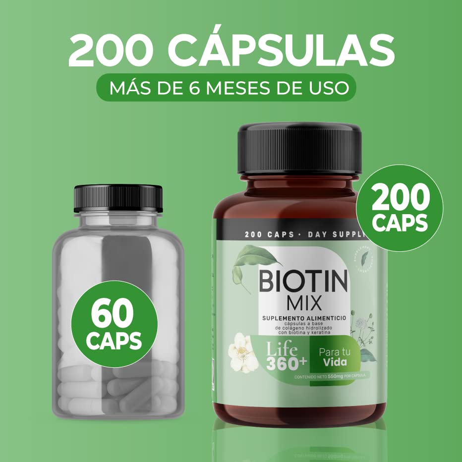Foto 8 pulgar | Suplemento Alimenticio Life 360+ Biotin Mix Piel 200 Cápsulas