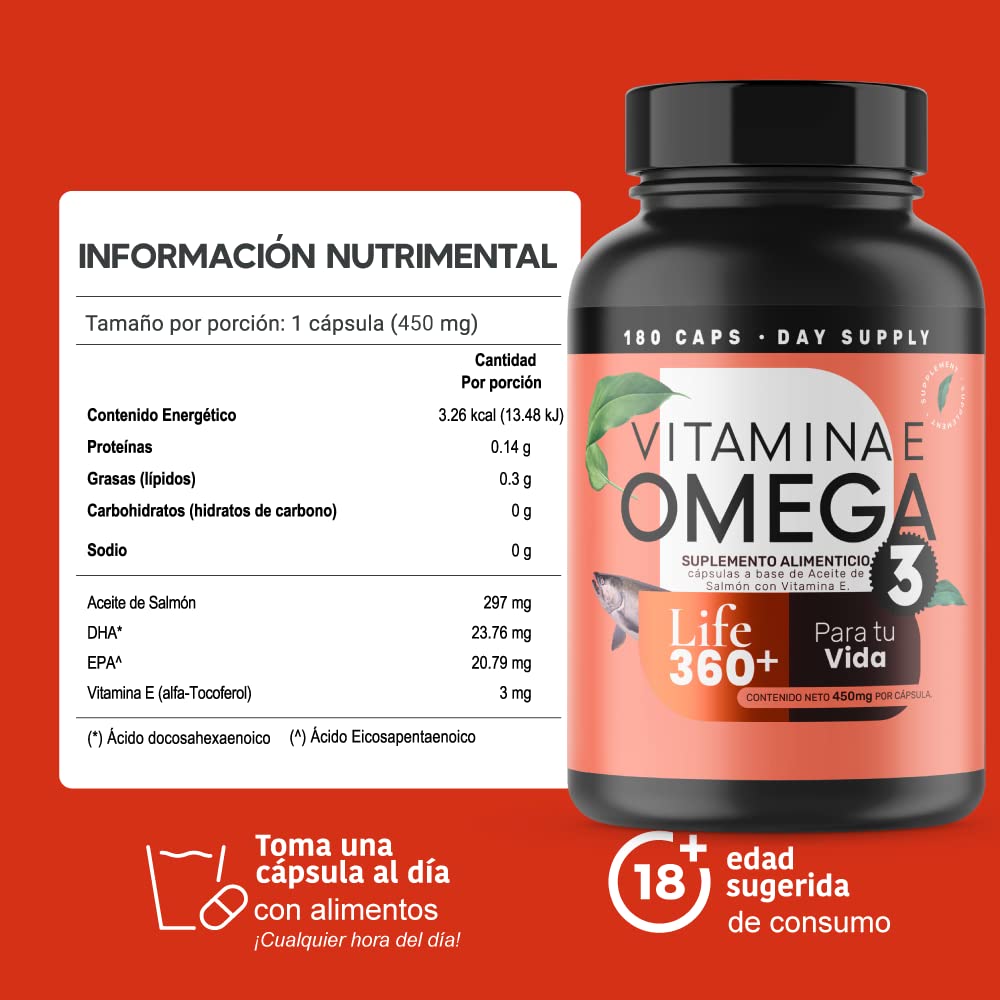 Foto 4 pulgar | Suplemento Alimenticio Life 360+ Omega 3 180 Cápsulas