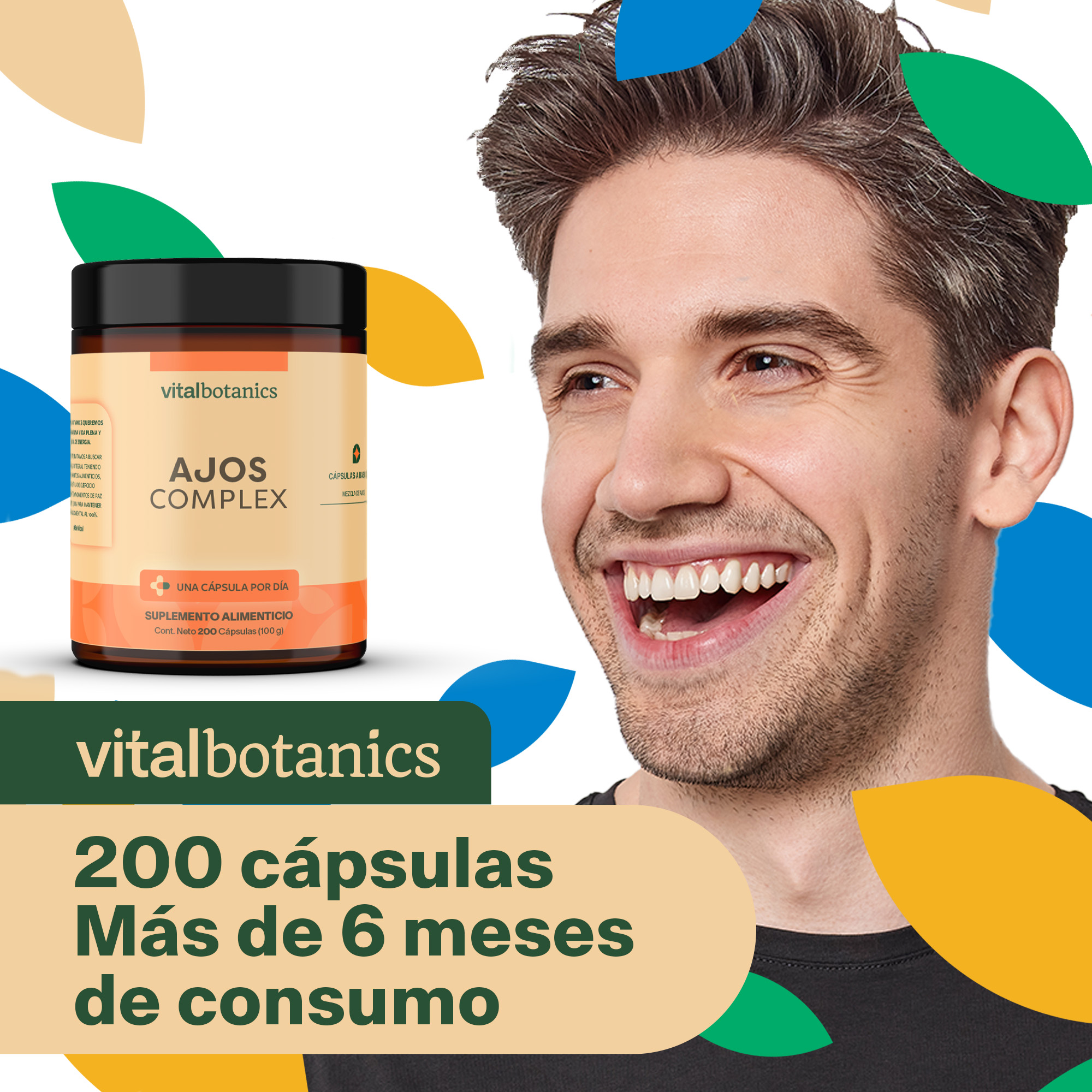 Foto 7 pulgar | Suplemento Alimenticio Vitalbotanics Ajos Complex Multivitamínico 200 Cápsulas