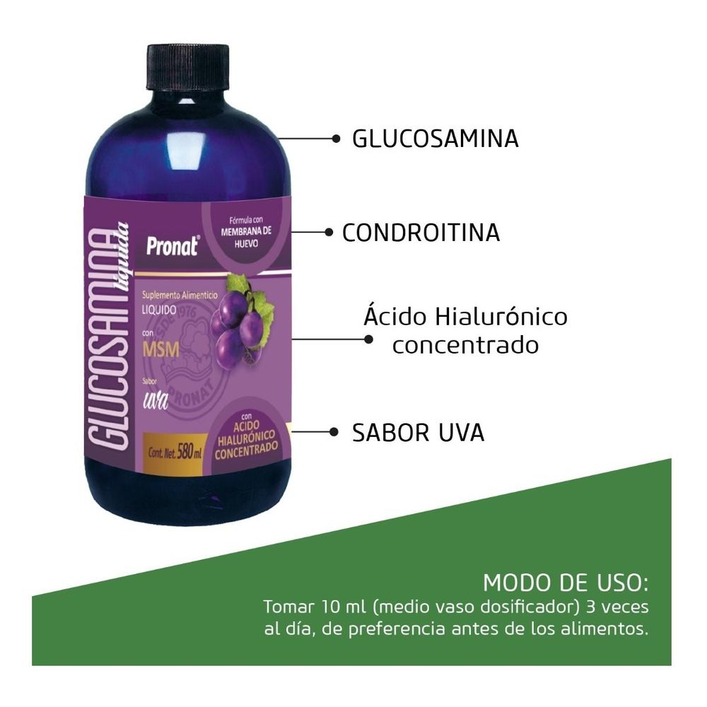 Foto 6 pulgar | Suplemento Alimenticio Pronat Glucosamina Liquida Uva 580 ml