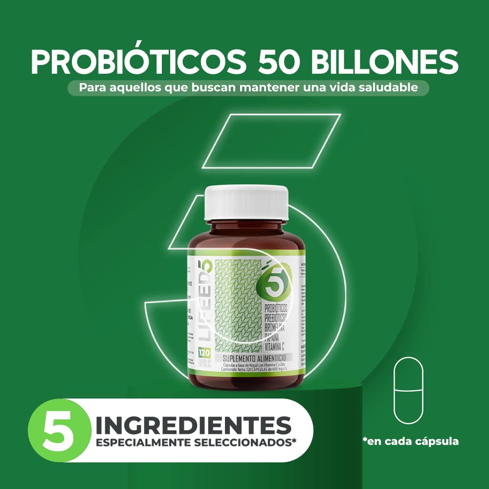 Foto 3 pulgar | Suplemento Alimenticio Lifeed5 con Probióticos 120 Cápsulas