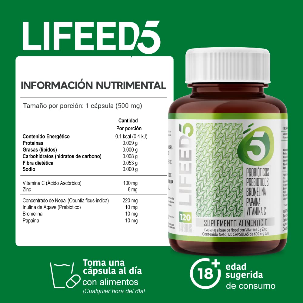 Foto 4 pulgar | Suplemento Alimenticio Lifeed5 con Probióticos 120 Cápsulas