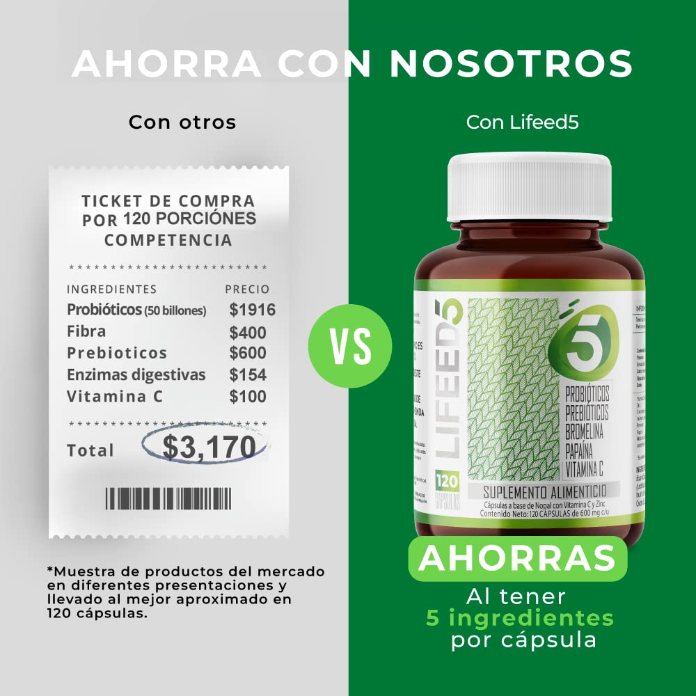 Foto 7 pulgar | Suplemento Alimenticio Lifeed5 con Probióticos 120 Cápsulas