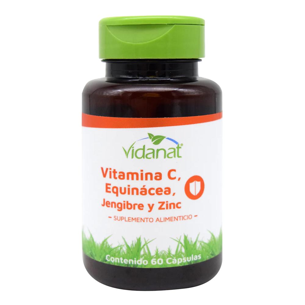 Foto 2 pulgar | Vitamina C Vidanat VDTVITCEQUINACEAZINC color Blanco 60 Cápsulas
