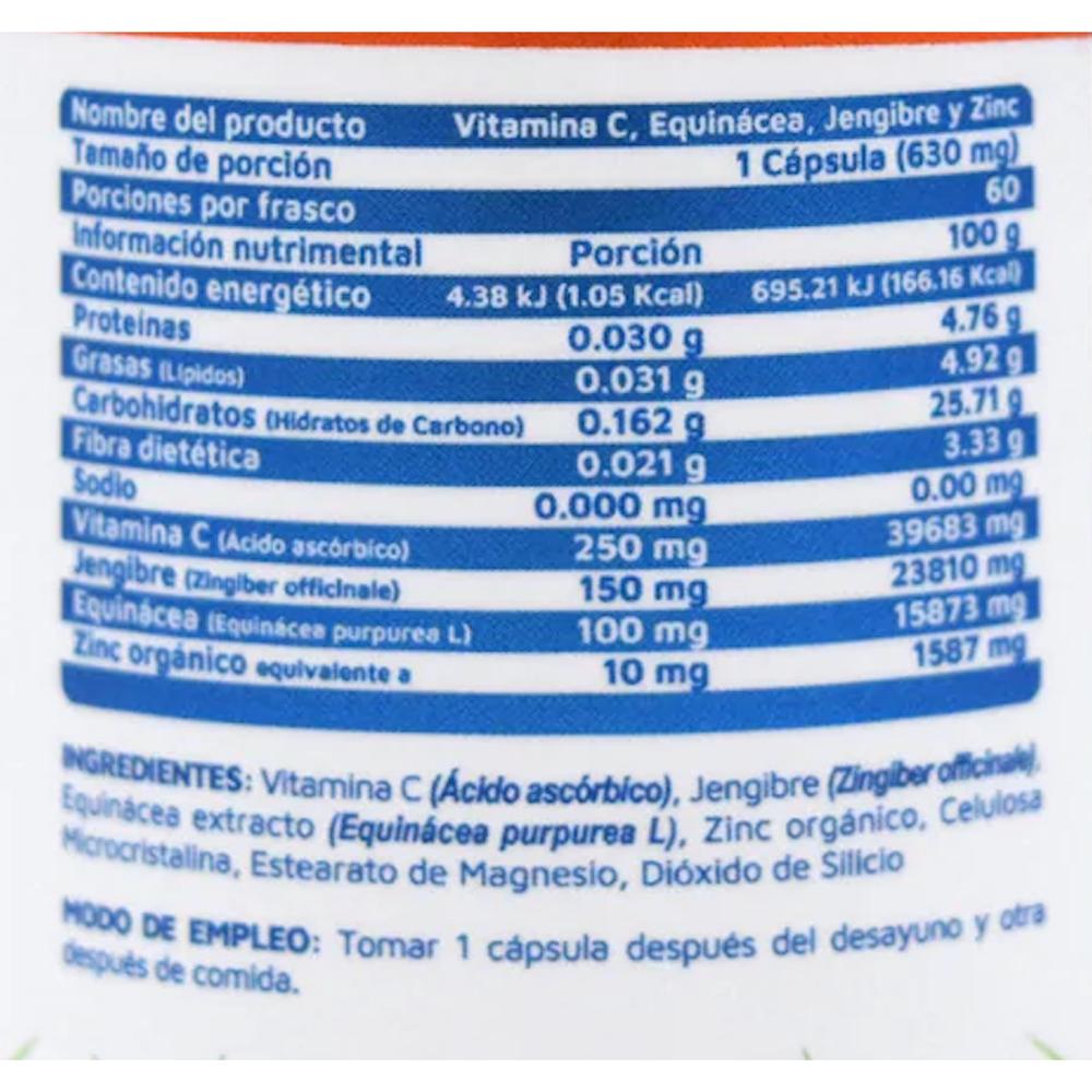Foto 3 pulgar | Vitamina C Vidanat VDTVITCEQUINACEAZINC color Blanco 60 Cápsulas