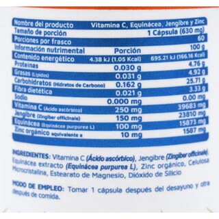 Foto 2 | Vitamina C Vidanat VDTVITCEQUINACEAZINC color Blanco 60 Cápsulas