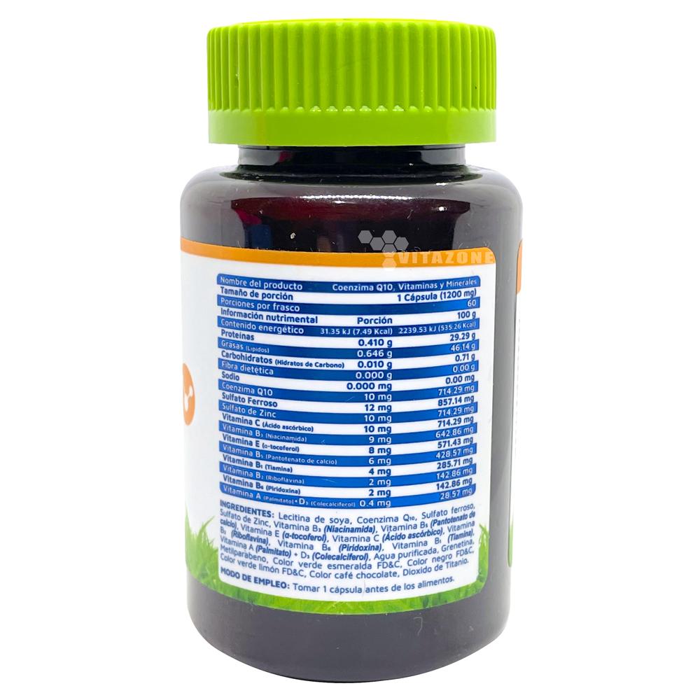 Foto 4 pulgar | Coenzima Q-10 Vitaminas Y Minerales 60 Cápsulas Vidanat