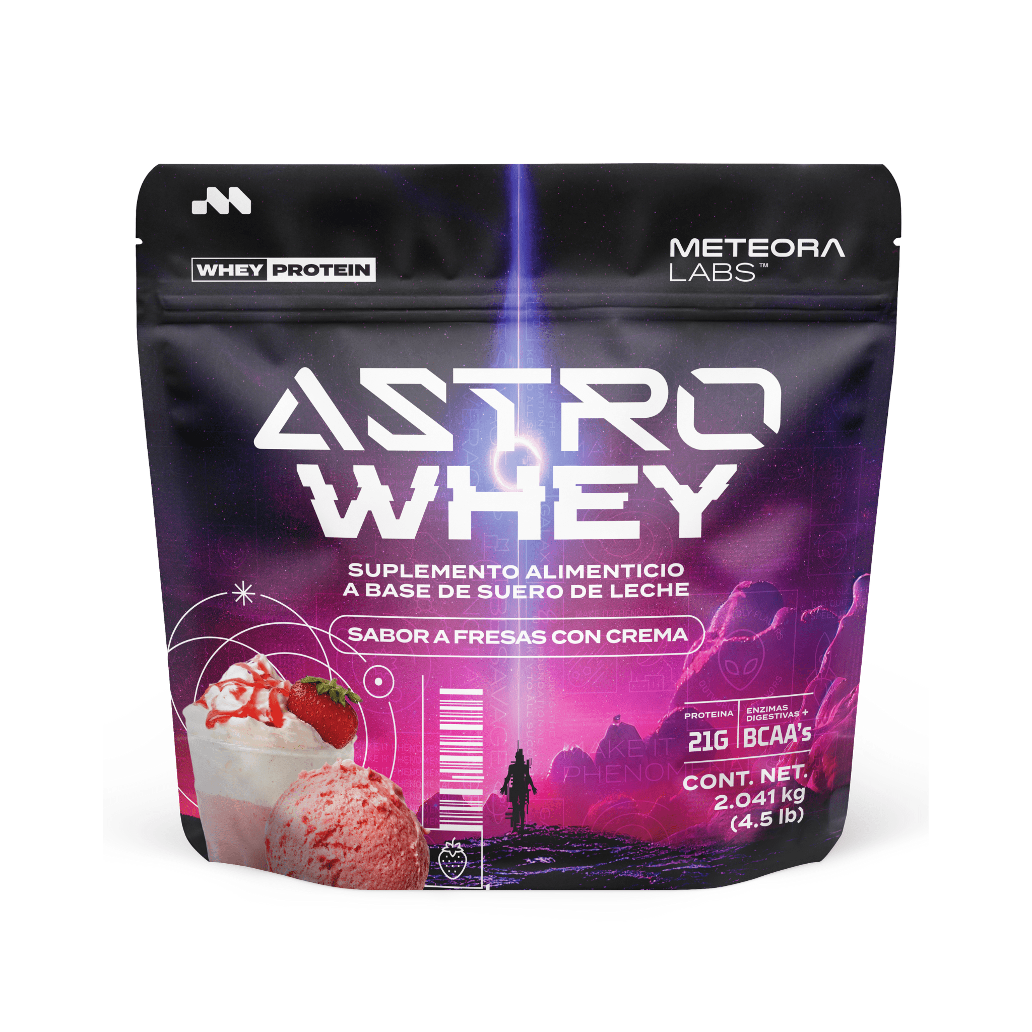 Foto 2 pulgar | Proteína de Suero Meteora Labs Astro Whey Fresas con Crema 21 g por Porción Aminoácidos Esenciales