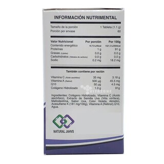 Foto 2 | Colágeno Hidrolizado Sabor Uva 60 Tabletas Jahv's