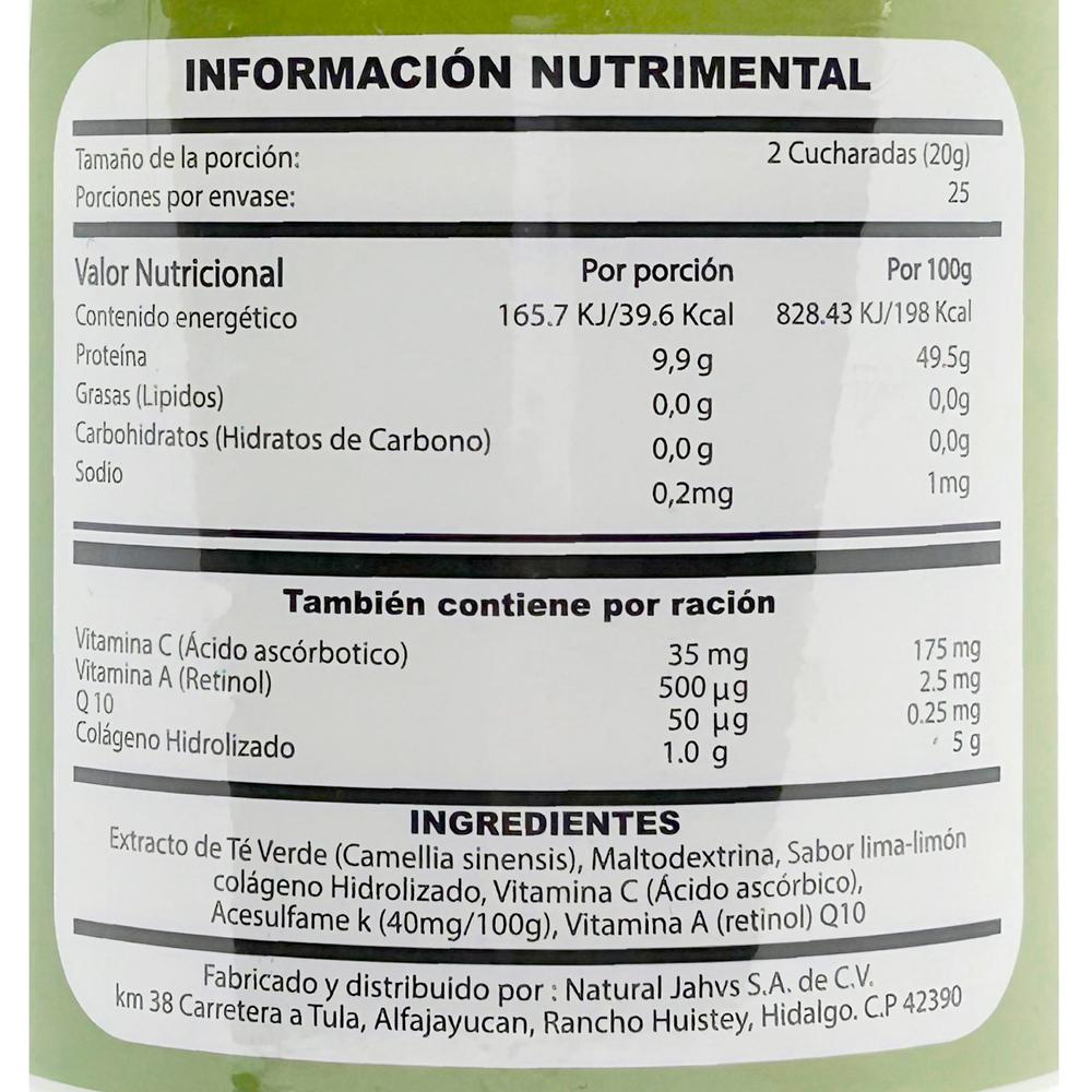 Foto 3 pulgar | Colágeno Hidrolizado En Polvo Sabor Té Verde De 500 Grs Jahv's.