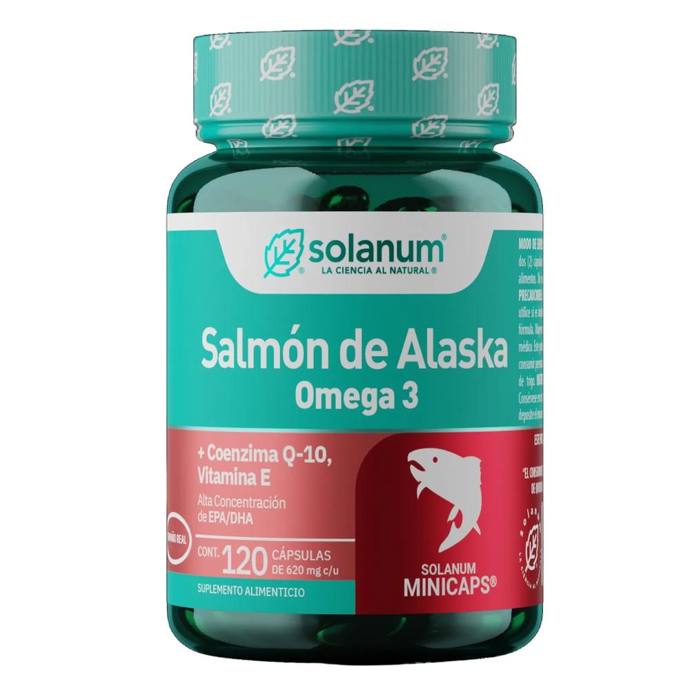 Foto 2 pulgar | Omega 3 Salmón De Alaska, Vitamina E Y Coq10 120 Cápsulas Solanum
