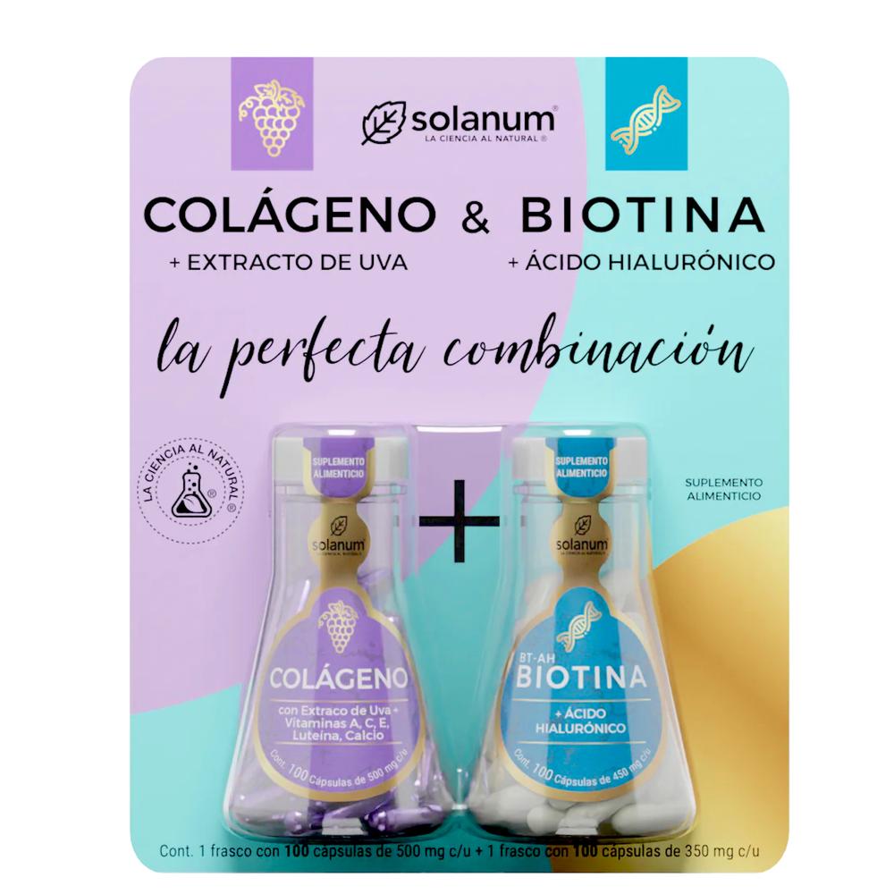 Foto 2 pulgar | Colágeno, Biotina Y Ácido Hialurónico 200 Caps Duo Solanum