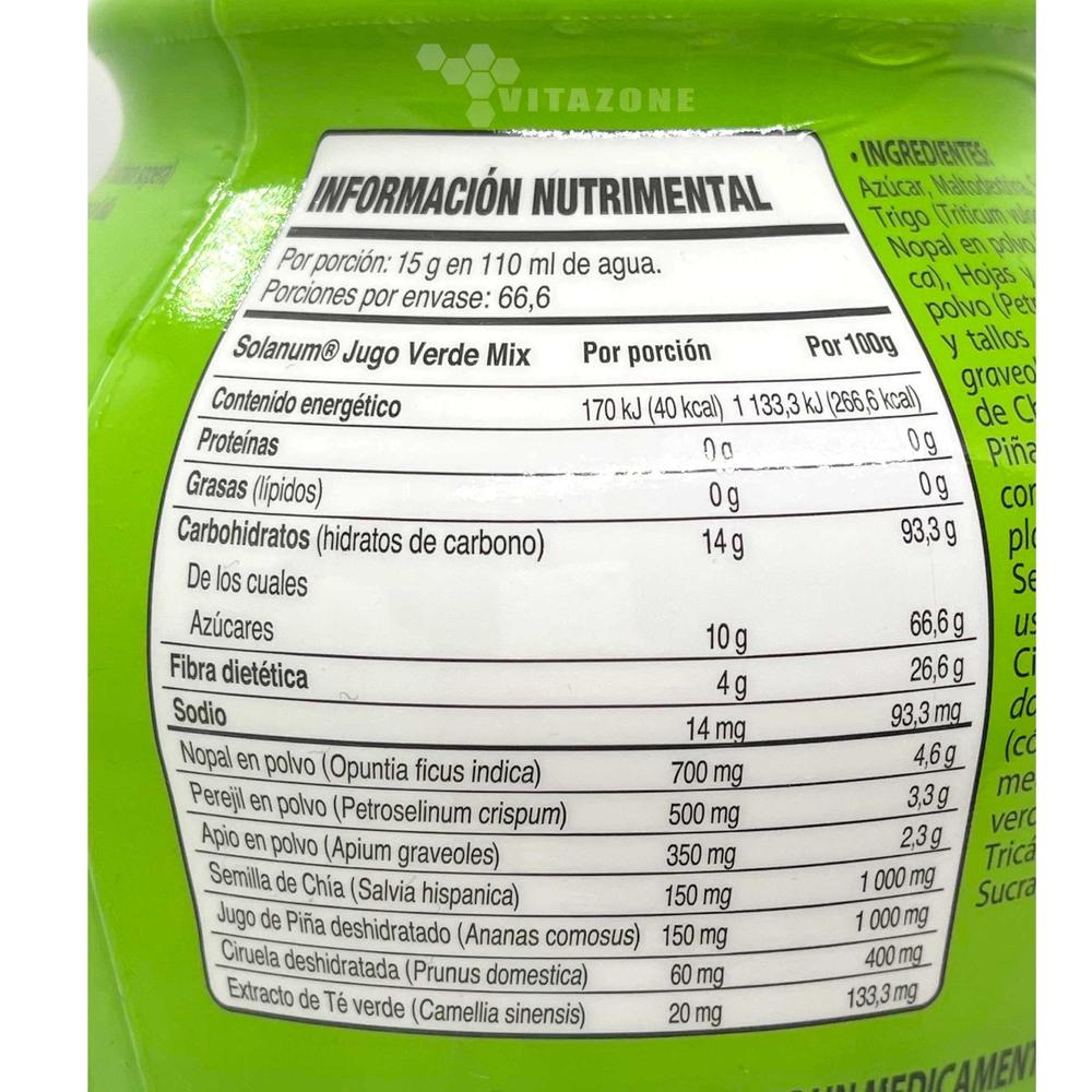 Foto 3 pulgar | Jugo Verde Mix Fibra Para Mezclar En Polvo 1 Kg Solanum