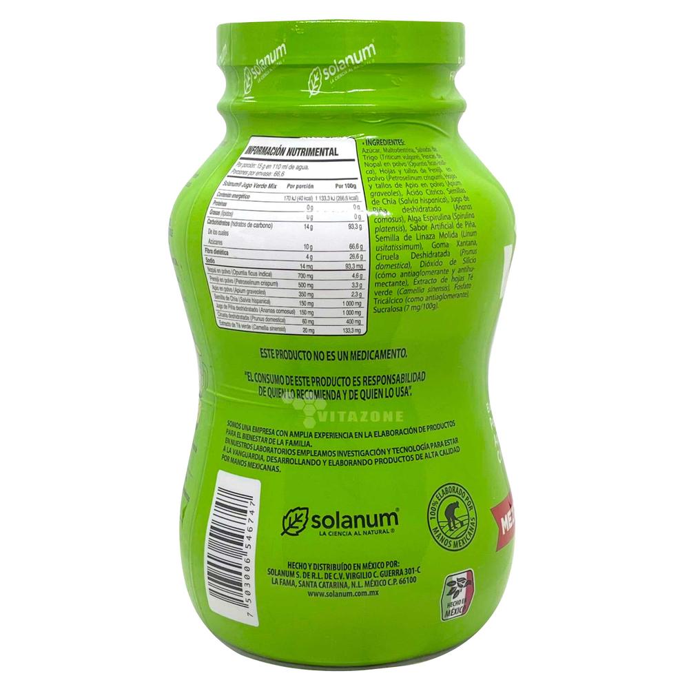 Foto 3 | Jugo Verde Mix Fibra Para Mezclar En Polvo 1 Kg Solanum
