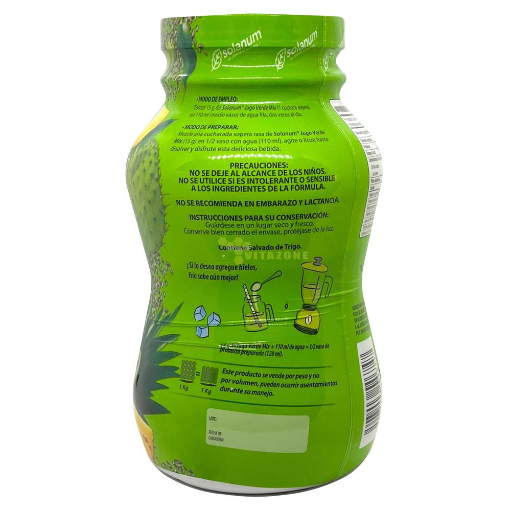Foto 6 pulgar | Jugo Verde Mix Fibra Para Mezclar En Polvo 1 Kg Solanum
