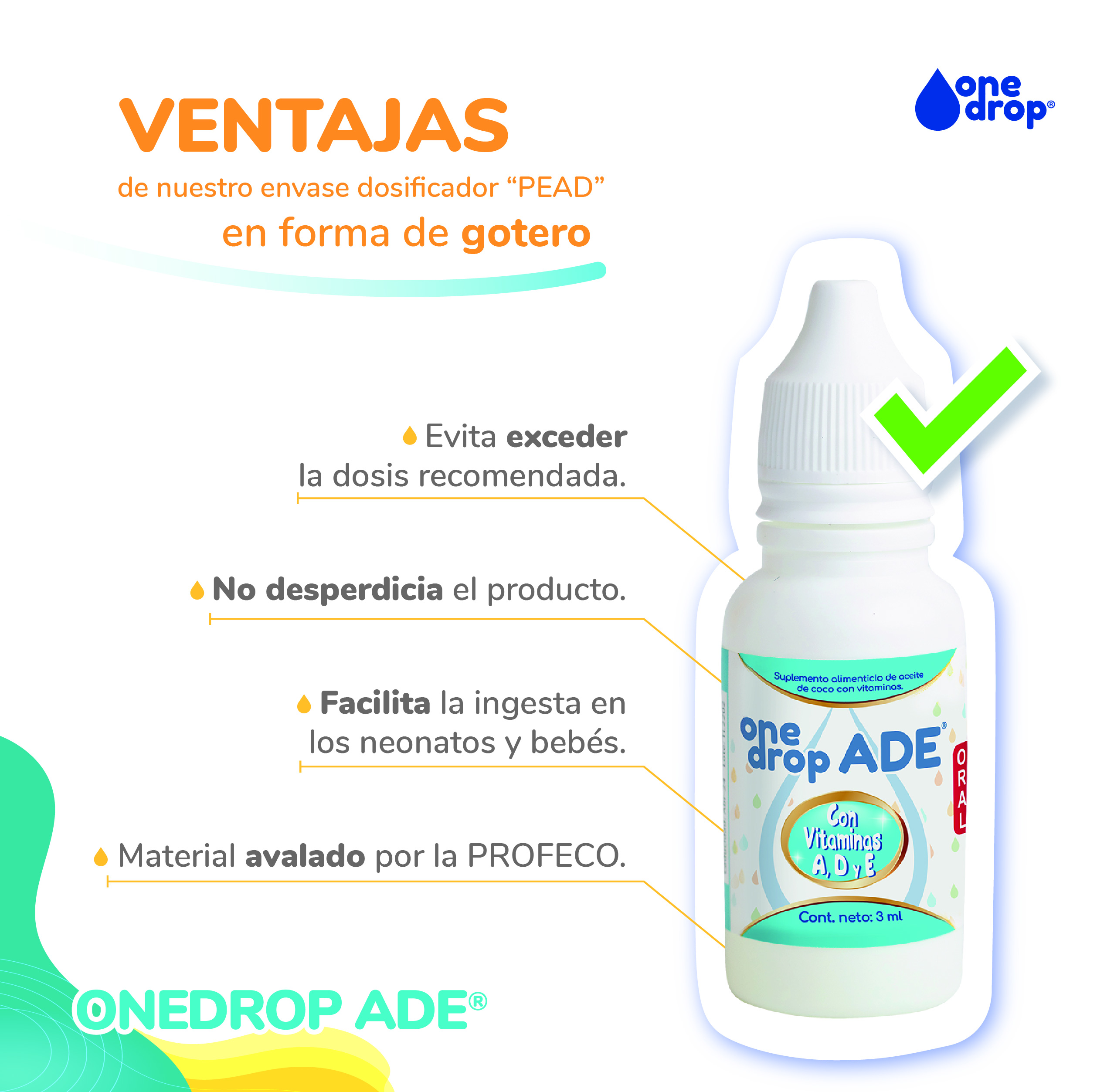 Foto 4 pulgar | Vitamina Onedrop Ade Frasco 3 Ml. Ingredientes Naturales.