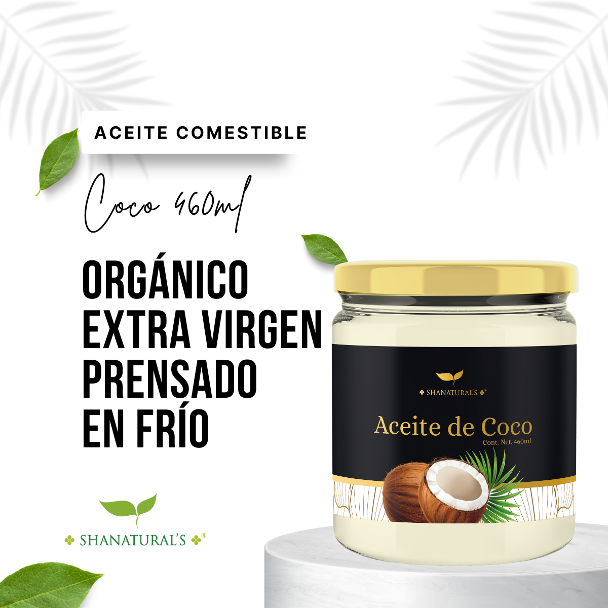 Foto 4 pulgar | Aceite de Coco Orgánico Shanatural's Extra Virgen 460 ml