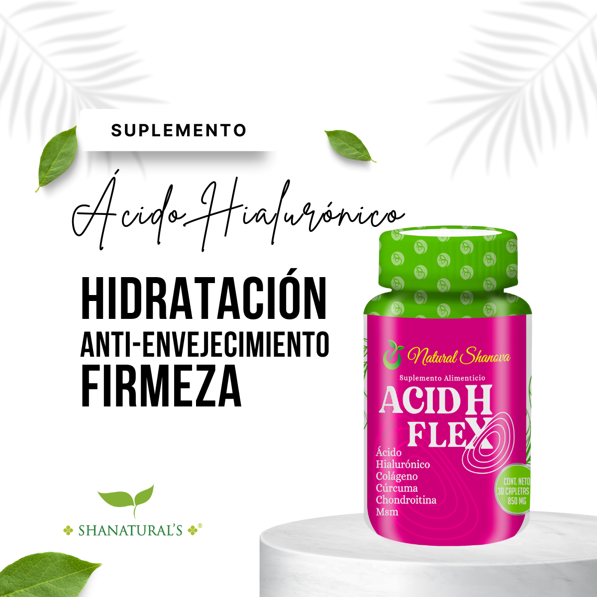 Foto 5 pulgar | Suplemento Alimenticio Shanatural's con Ácido Hialurónico 30 Tabletas