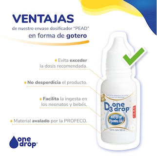 Foto 3 | Vitamina D3 Onedrop Frasco 10 ML 400 UI Ingredientes Naturales