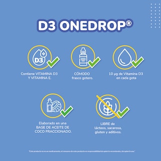Foto 8 | Vitamina D3 Onedrop Frasco 10 ML 400 UI Ingredientes Naturales