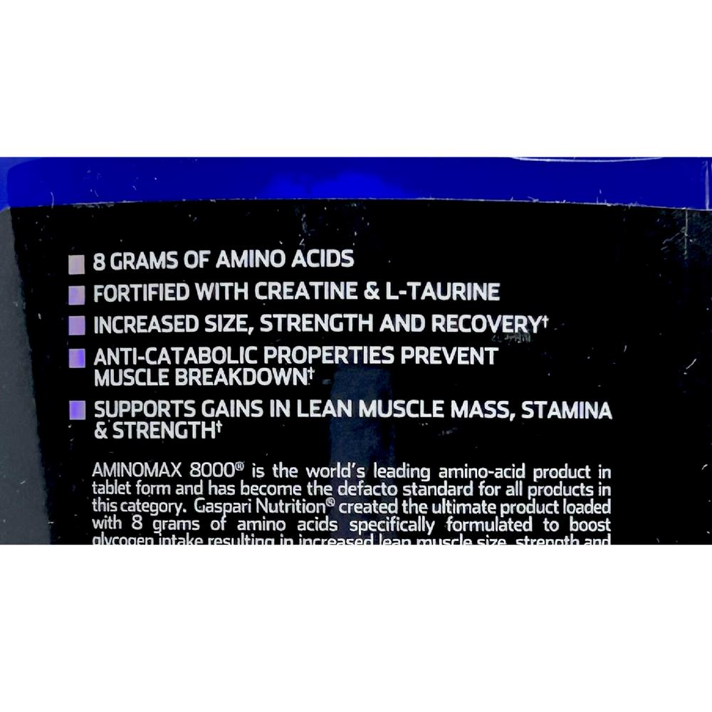 Foto 5 pulgar | Suplemento Amino Max 8000 325 Tabletas Gaspari Nutrition GNAMINOMAX8000 color Azul Aminoácidos