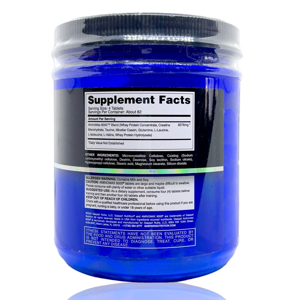 Foto 6 pulgar | Suplemento Amino Max 8000 325 Tabletas Gaspari Nutrition GNAMINOMAX8000 color Azul Aminoácidos